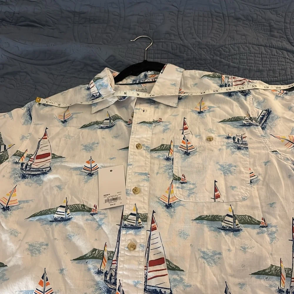 NWT Croft & Barrow Men's Sailboat Print Button-Down - Size Medium - Picture 11 of 14